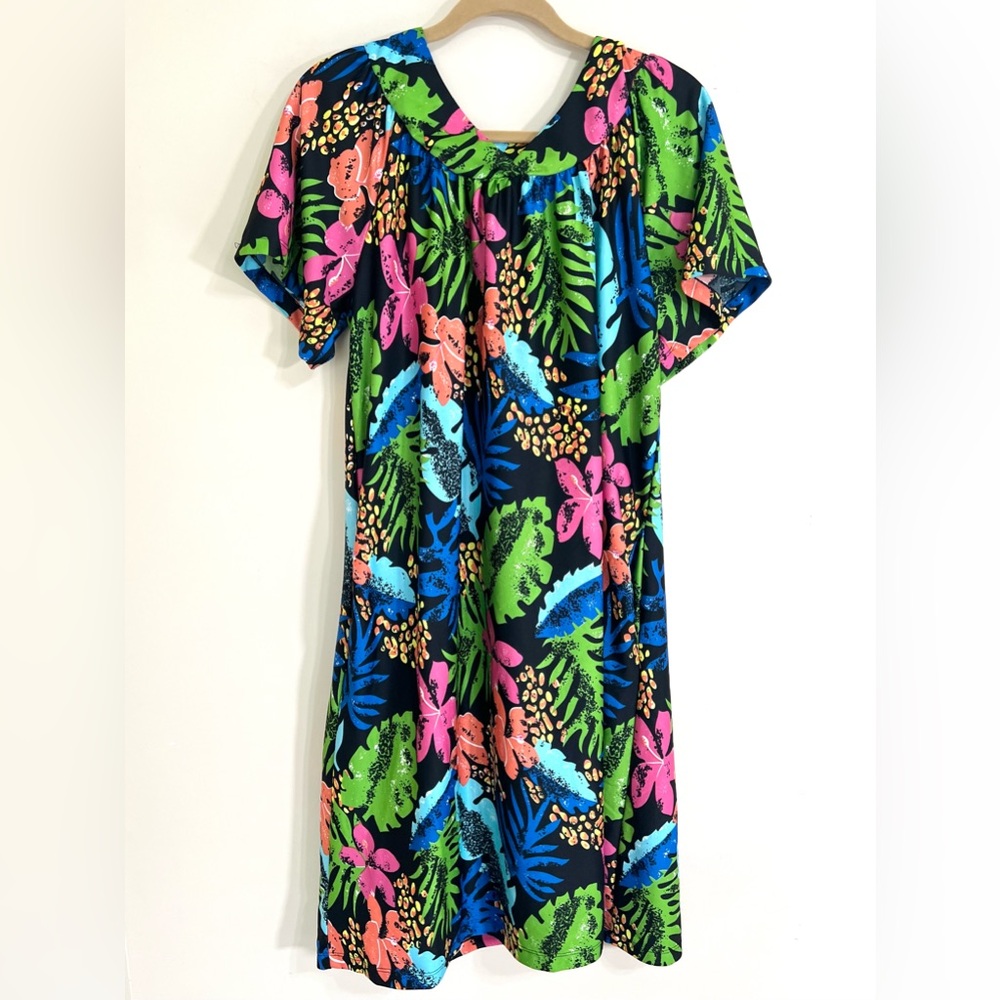 Anthony Richards Vibrant Floral Midi Dress - Blue, Green, Pink